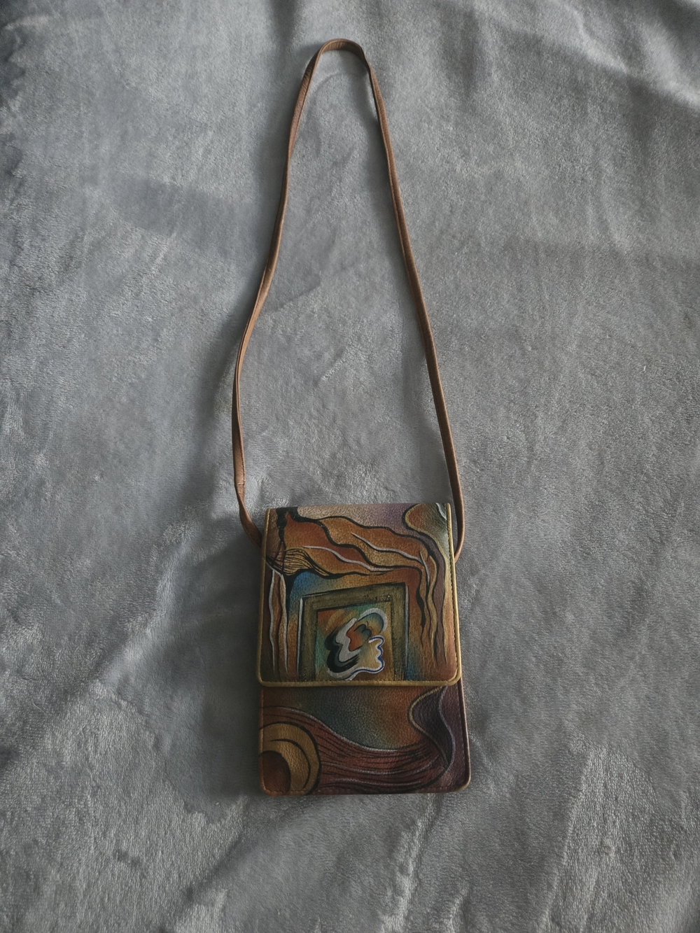 Hand-Painted Multicolor Leather Crossbody Bag